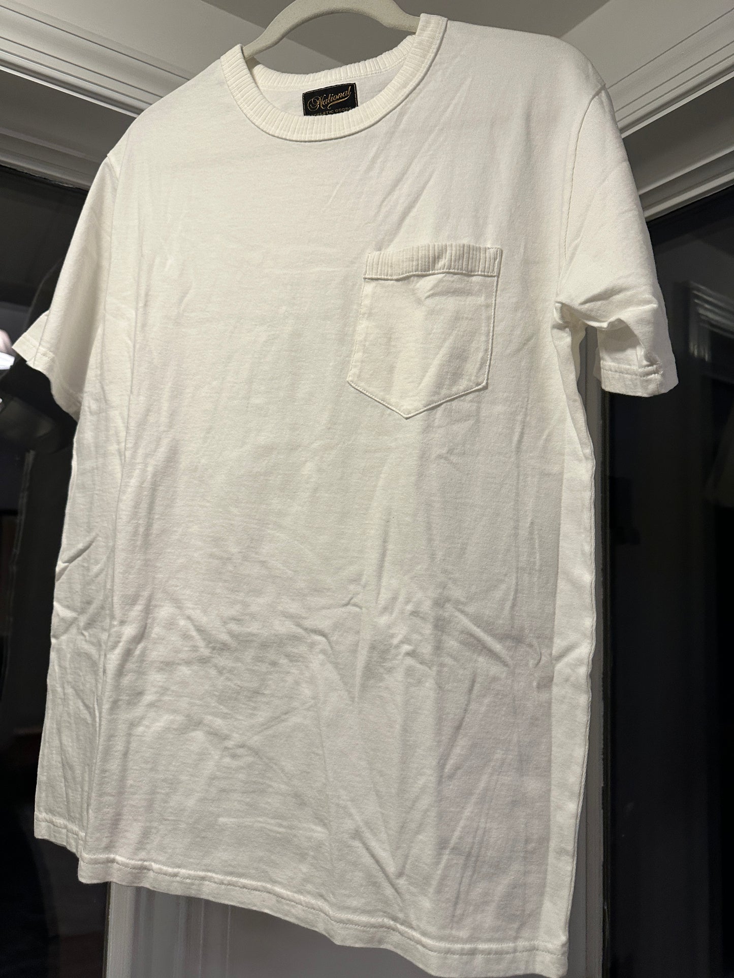 National Athletic Goods Ribbed Pocket short sleeve shirt Tee - White 42 Large