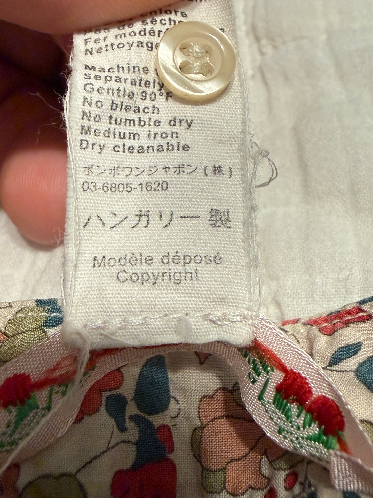 Bonpoint Girls Button Long Sleeve Floral Shirt Cotton Size 8