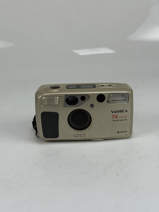 Yashica T4 Super T* Carl Zeiss 35mm F3.5 Len Camera Silver Chrome super scope