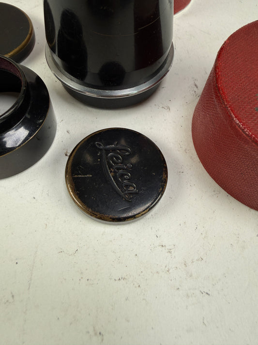 Leica Mountain Elmar 10.5cm F6.3 Nickel Plated SM Lens with Cap & Hood