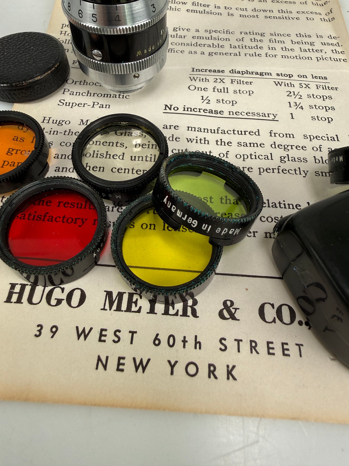 Hugo Meyer Gorlitz Trioplan 1.5 inch 1 1/2 inch f2.8 D mount lens w/ filters