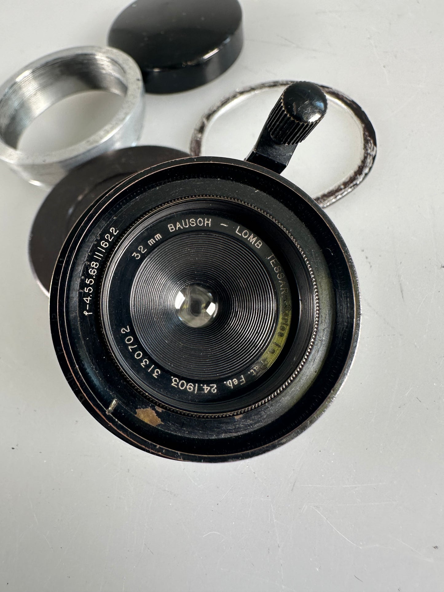 Bausch Lomb Tessar Series Ic 32mm f4.5 lens adapted to Leica LTM RARE