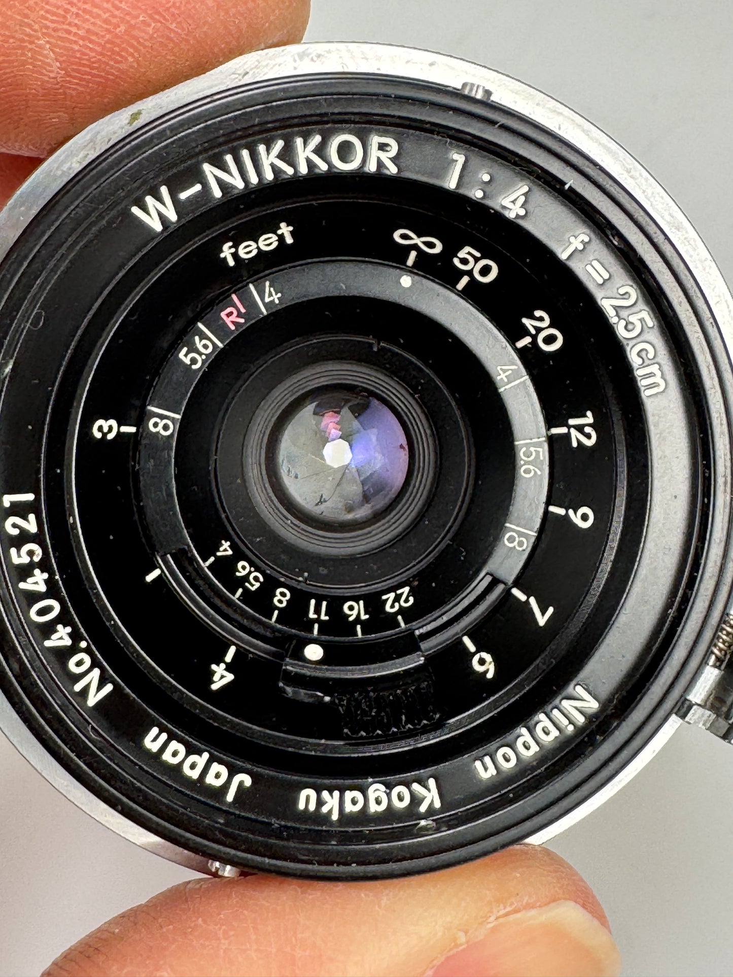 Nikon Nippon Kogaku W-Nikkor Black 2.5cm 25mm F4 Lens S Mount w/ case, finder, hood, etc
