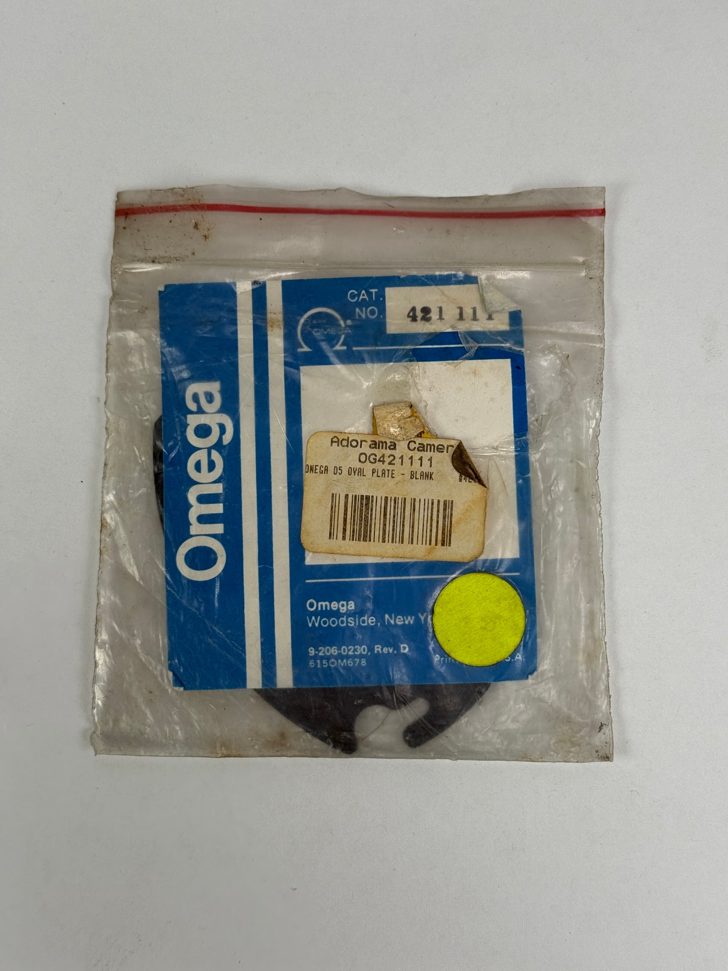 Omega Blank Lens Plate 421-111 for D5/D6 Enlargers