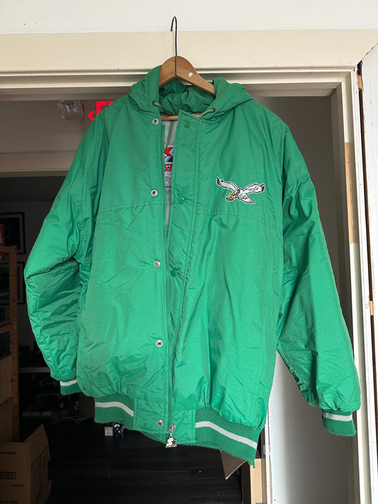 Vintage Philadelphia Eagles Starter Sideline Player Jacket L Kelly Green RARE