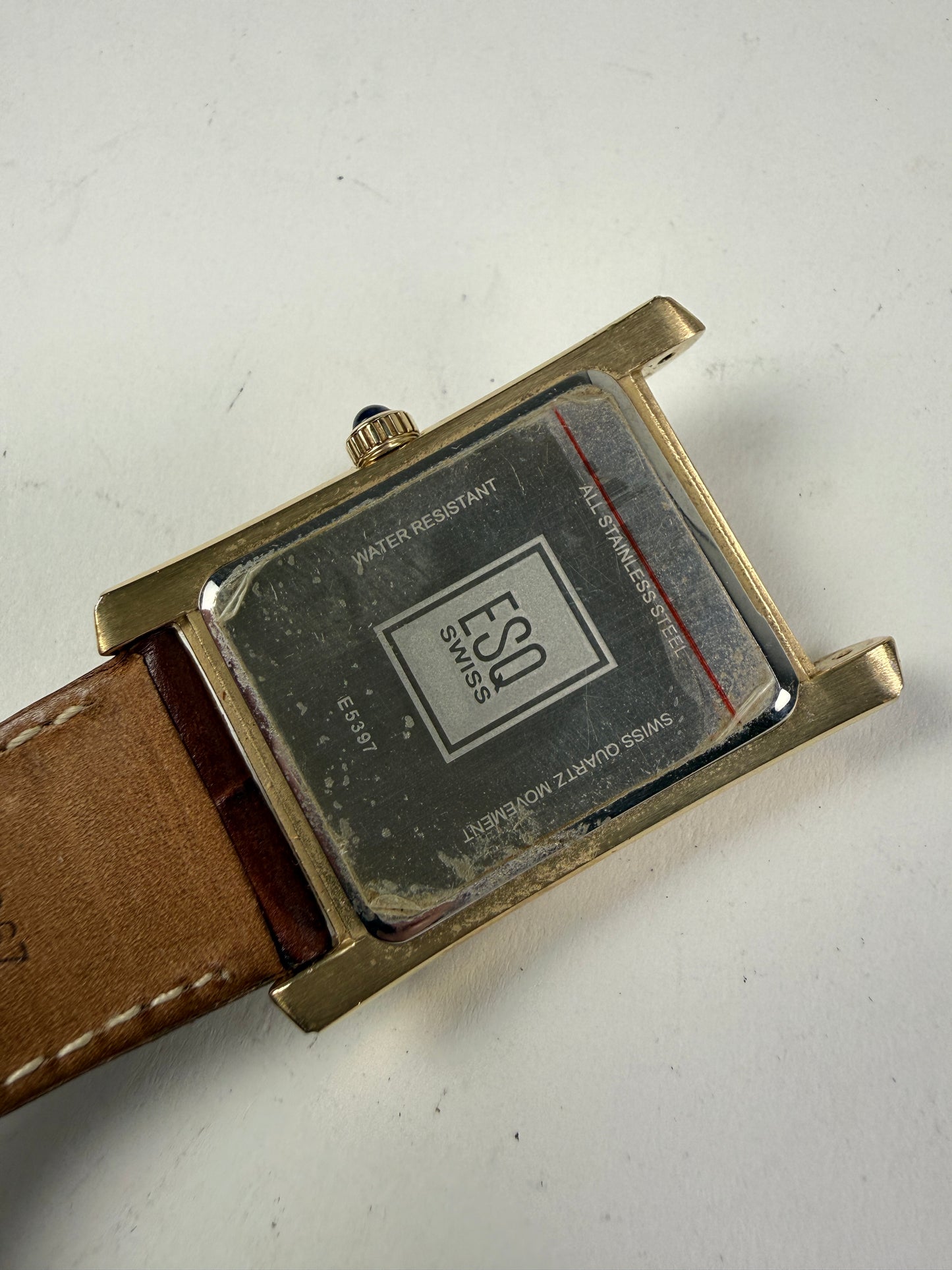 ESQ Quartz Watch by MOVADO Roman Dial Gold tone E5397 tank watch