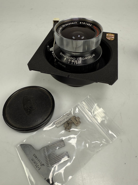 Linhof select Schneider Super Angulon 75mm f8 Large format lens, with cam RARE
