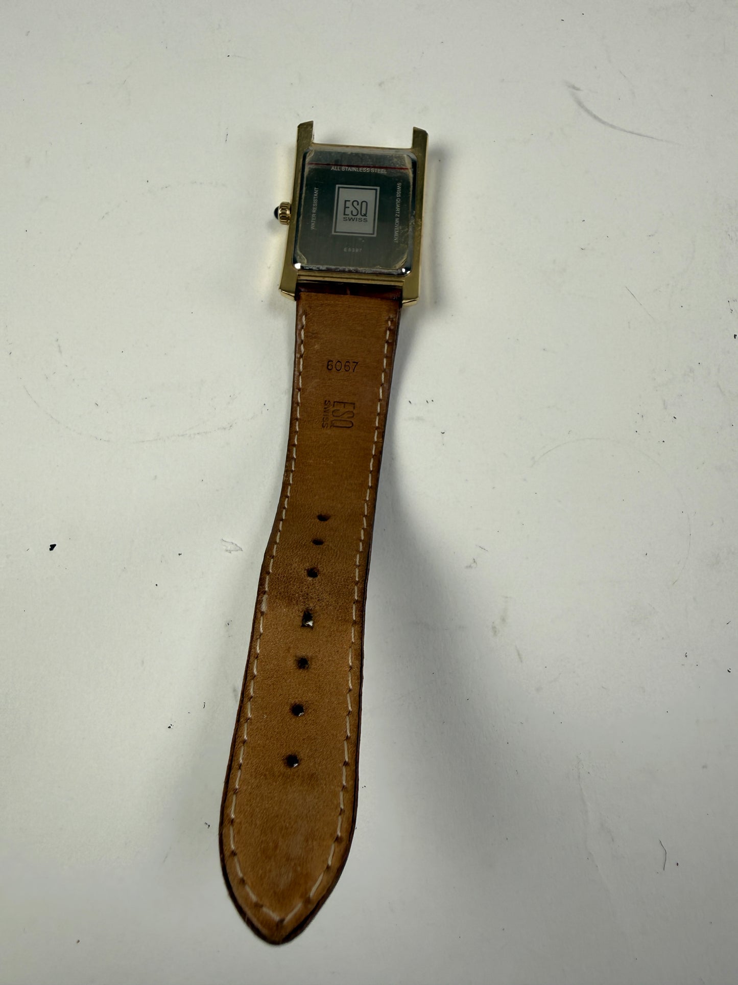 ESQ Quartz Watch by MOVADO Roman Dial Gold tone E5397 tank watch