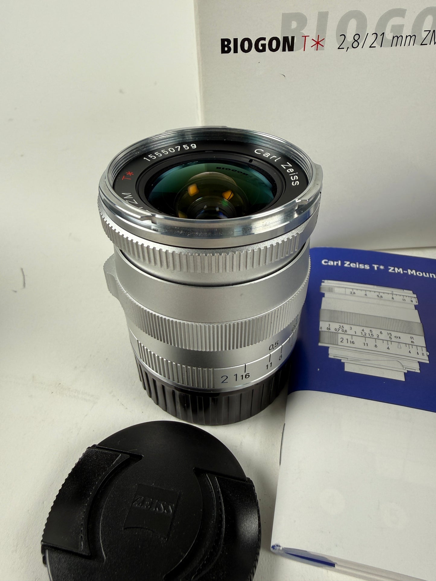 Zeiss 21mm f2.8 Biogon T* ZM Lens Leica M Mount Silver
