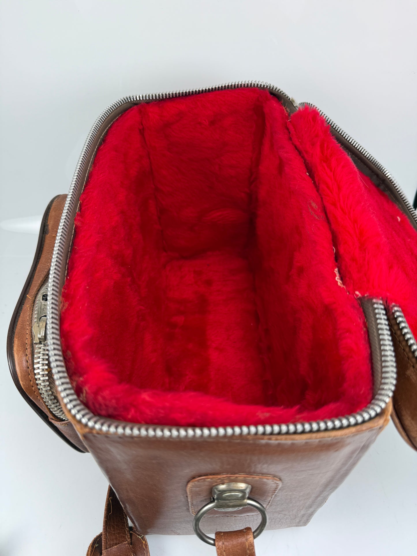 Vintage Genuine Brown Leather Camera Case Bag Mayan chichen Itza Mexico