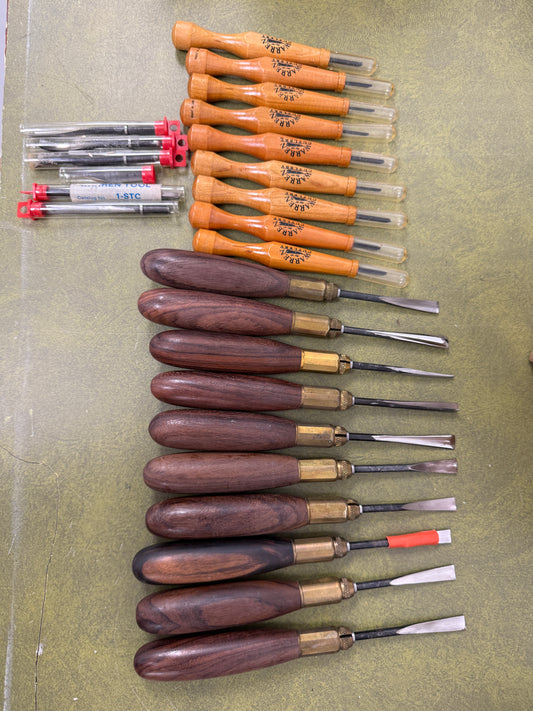 Vintage lot of 19 Warren Cutlery Wood Carving Gouge Chisels and whittling tool