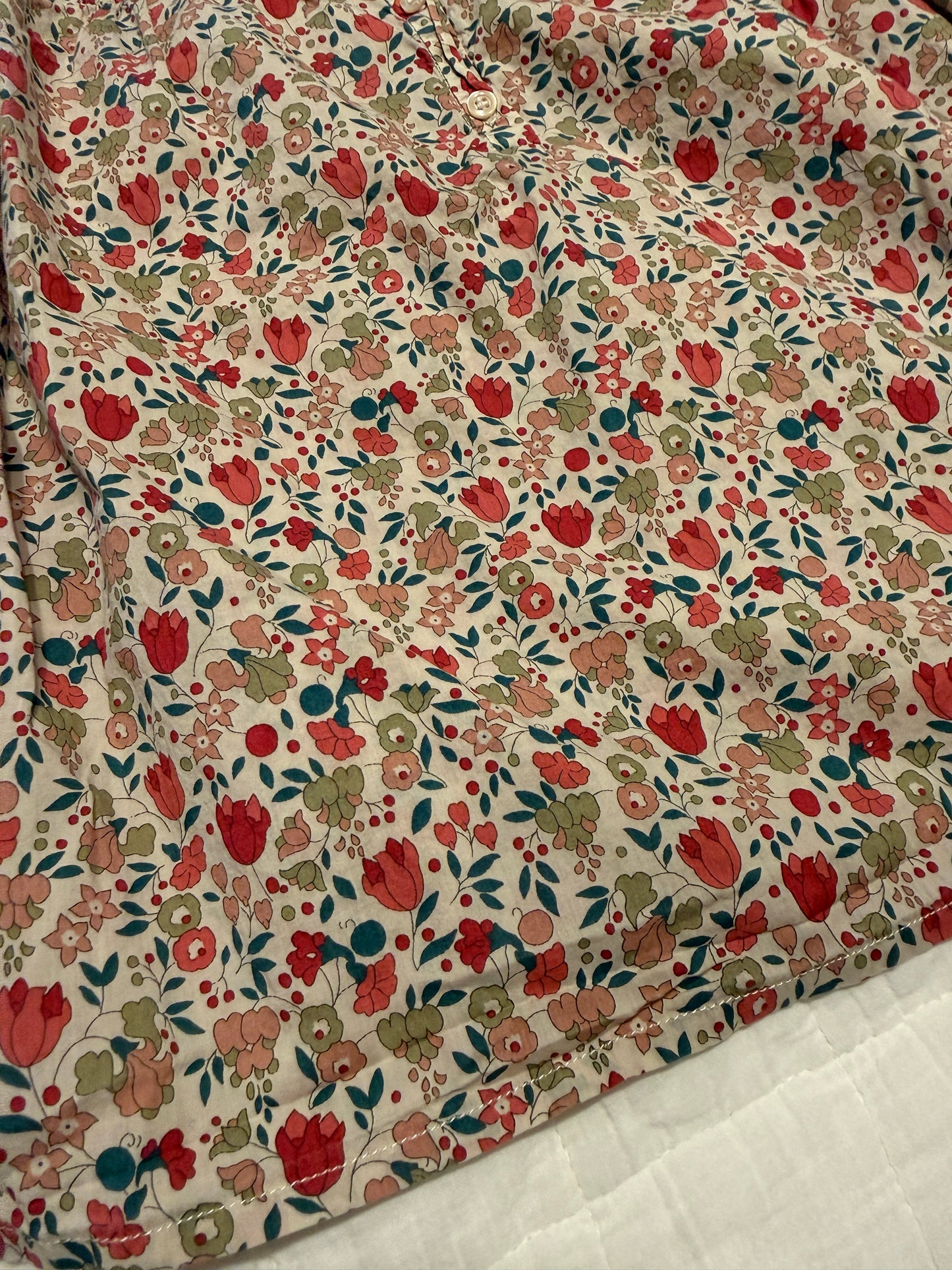 Bonpoint Girls Button Long Sleeve Floral Shirt Cotton Size 8