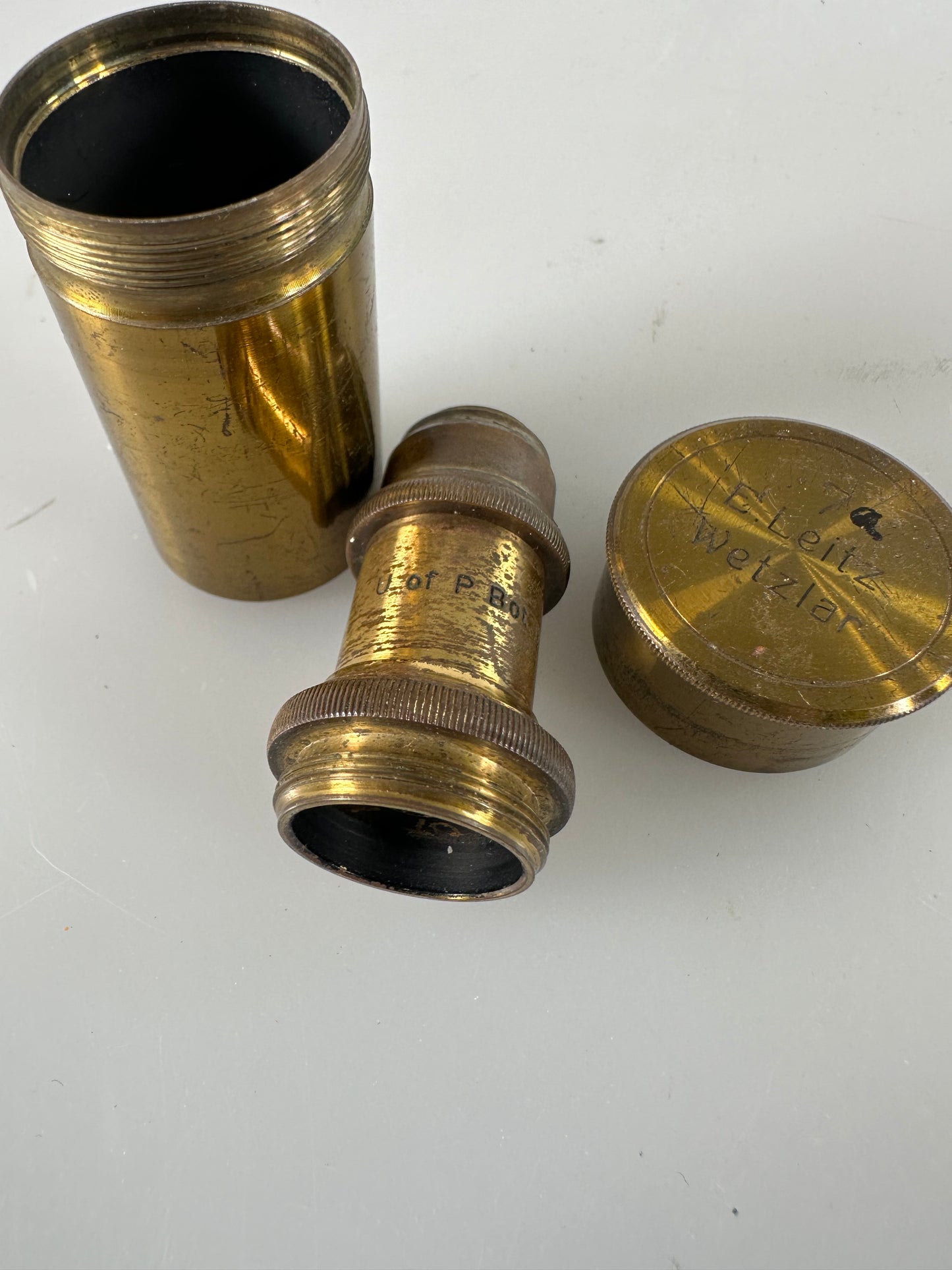 Leica LEITZ Wetzlar Brass Microscope lens OBJECTIVE 6 Univ of Penn