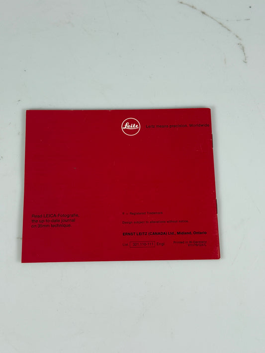 Leica M4-2 Instruction Manual Booklet