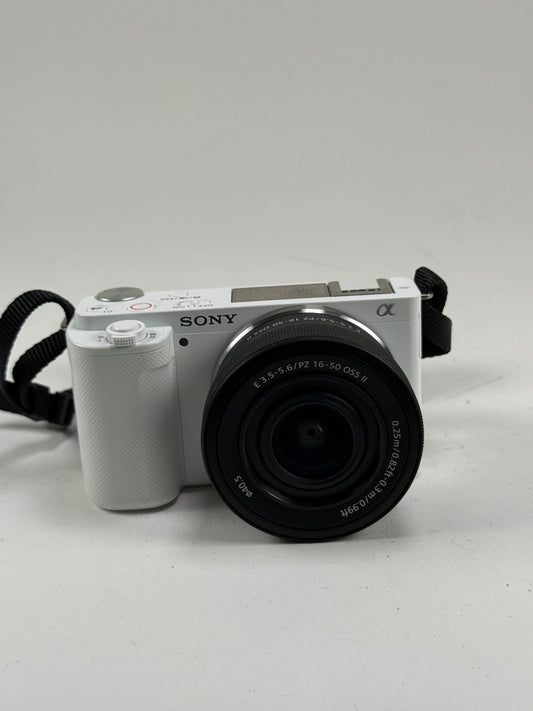 Sony ZV-E10 Mirrorless 24.2MP 4K Digital Camera white w/ 16-50mm II lens