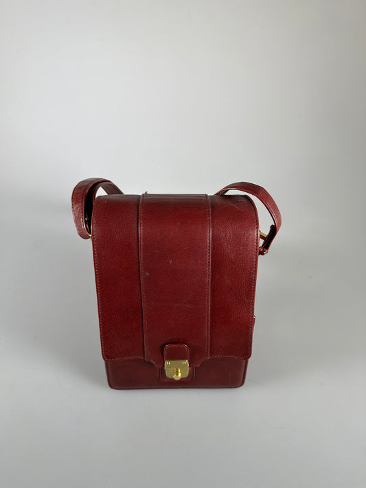 Minolta Burgundy Leather Shoulder Bag For Minolta CL CLE Leica