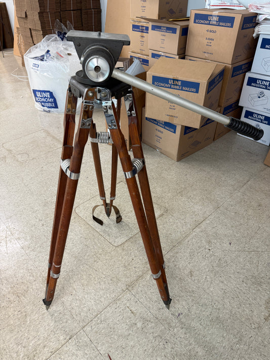 Auricon wooden tripod with tilt head RARE vintage