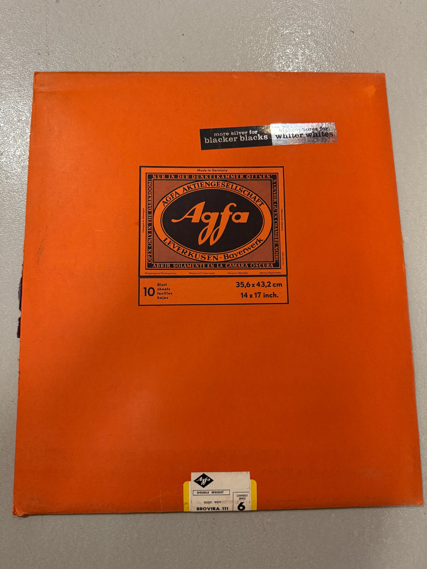 Agfa Brovira Photo Paper 10 Sheets 14x17 inch 111 2 grade 6