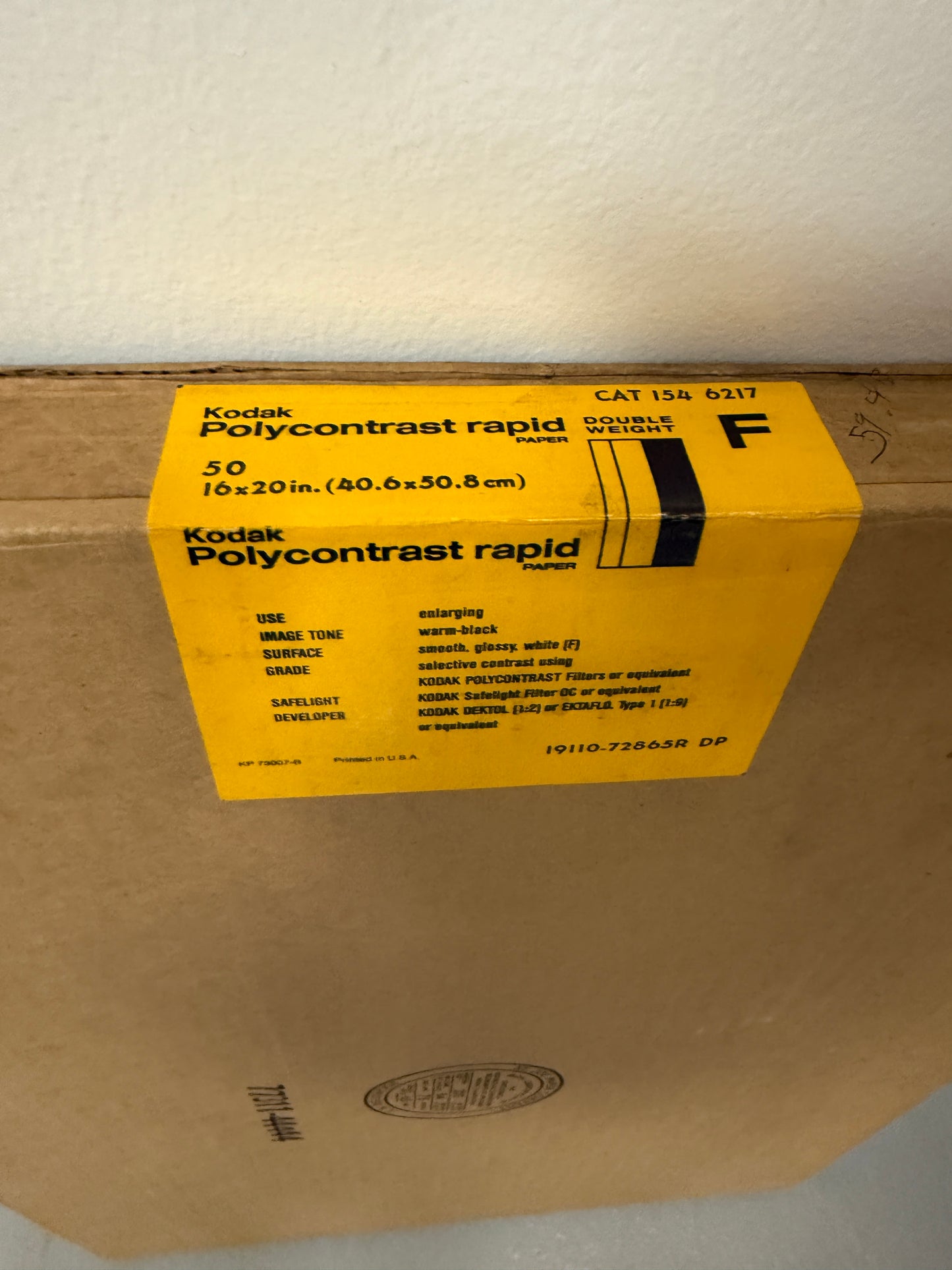 Kodak Polycontrast Rapid F Double weight Photo Paper 50 Sheets 16x20 inch