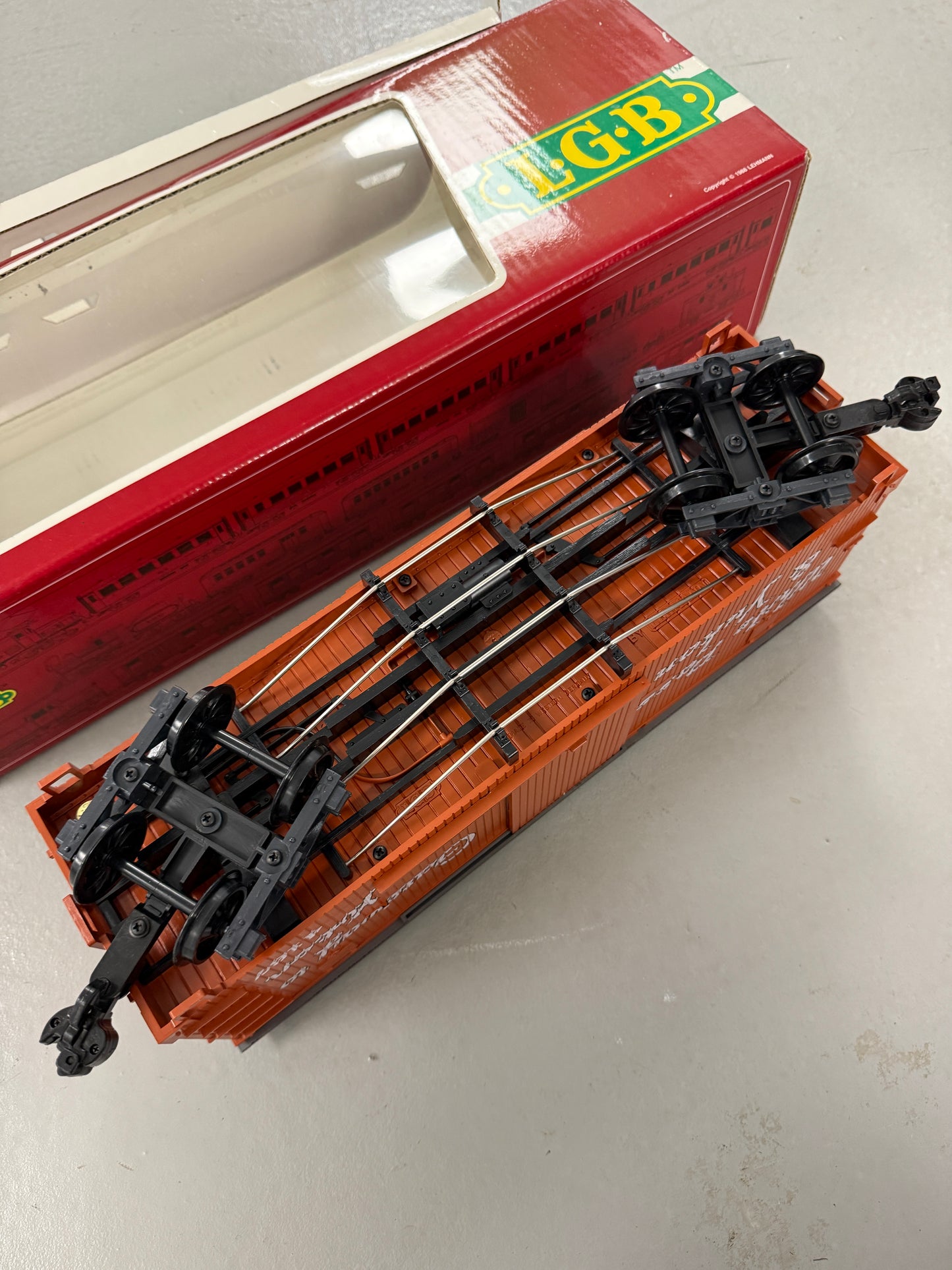 LGB 4167 White Pass & Yukon Wood Box Car Orange