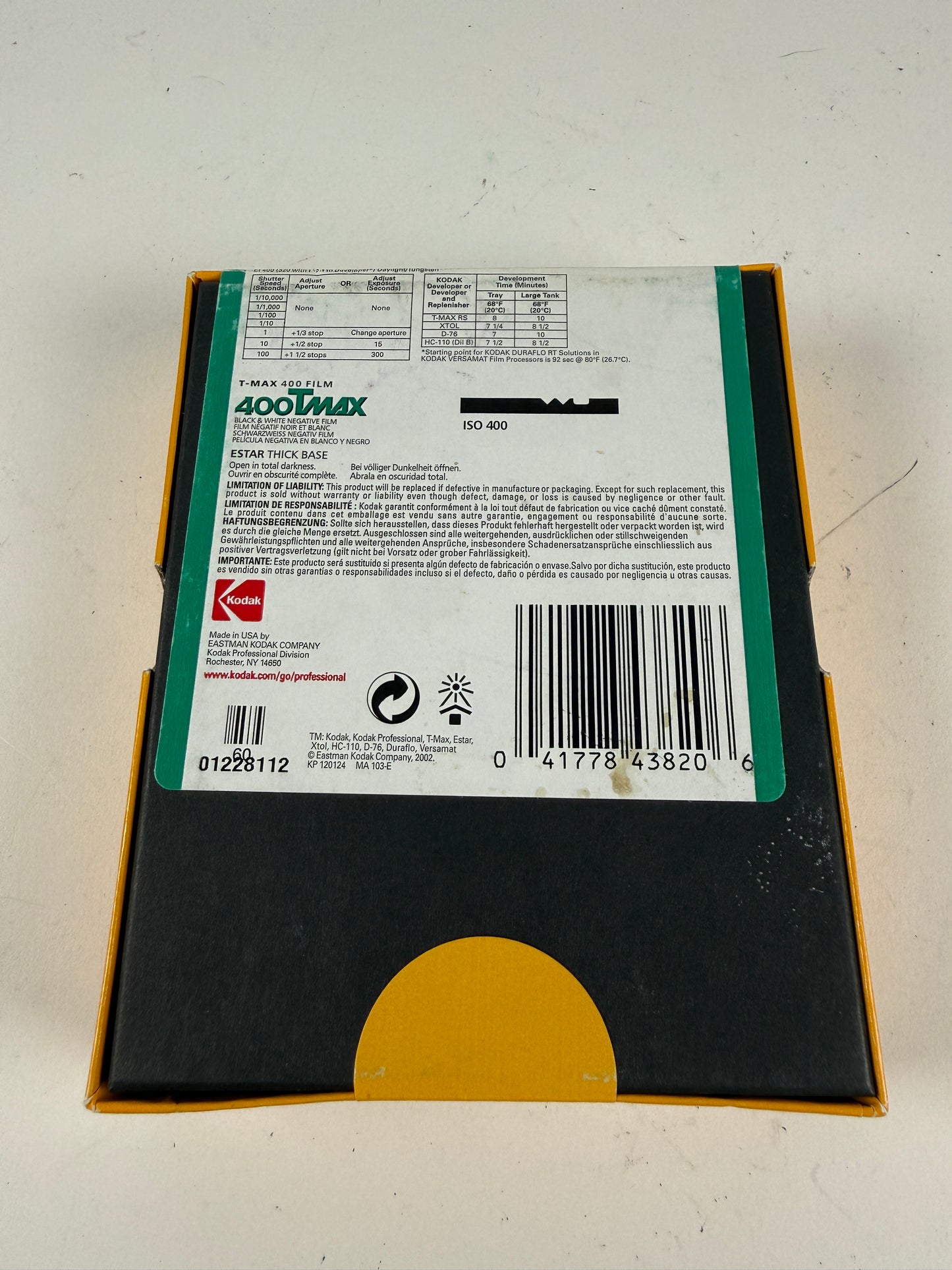 Kodak TMAX 400 Black & White Negative Film (4x5'', 50 Sheets)