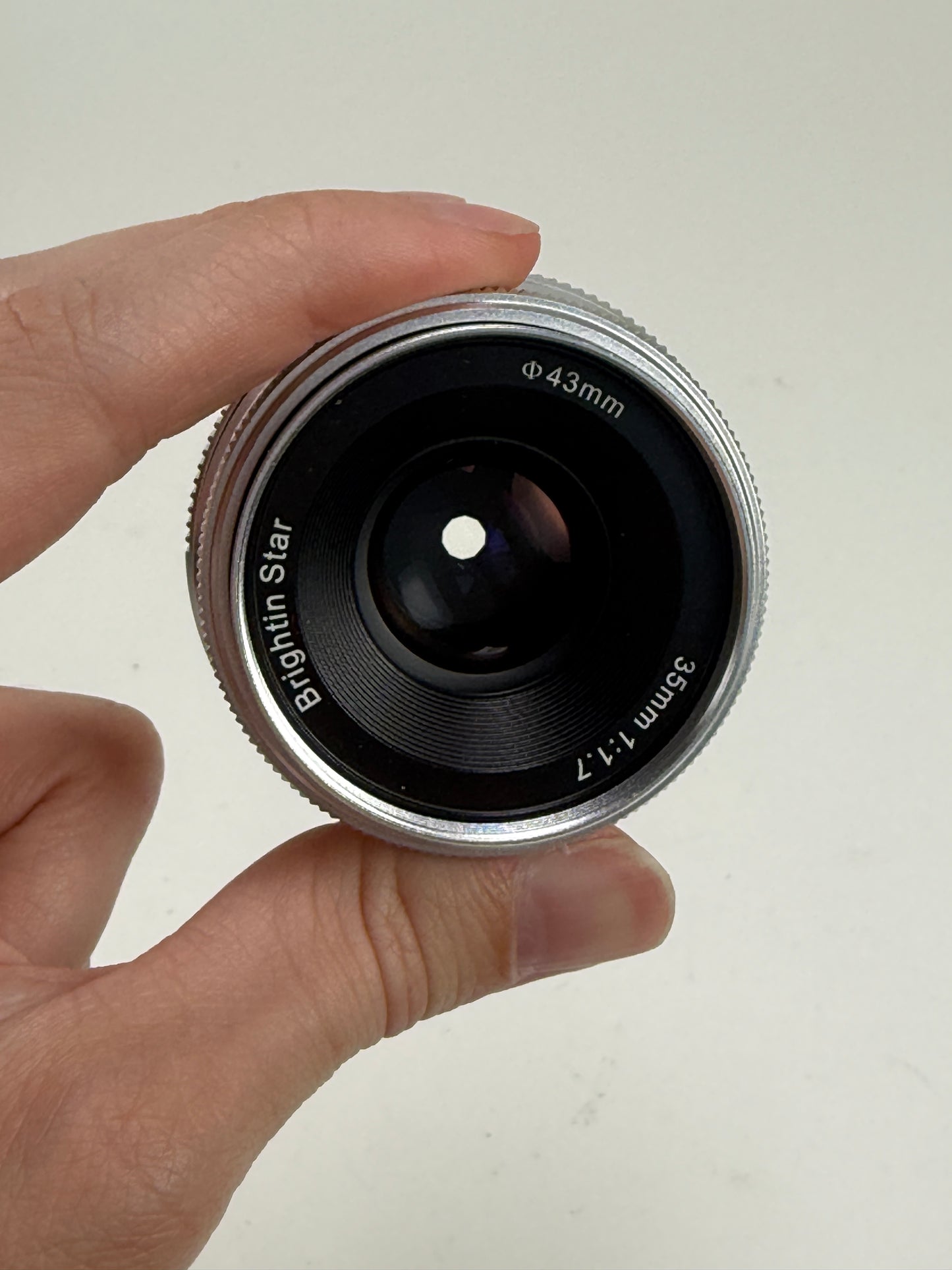 Brightin Star 35mm f1.7 Manual Focus Lens micro 4/3 M43 silver