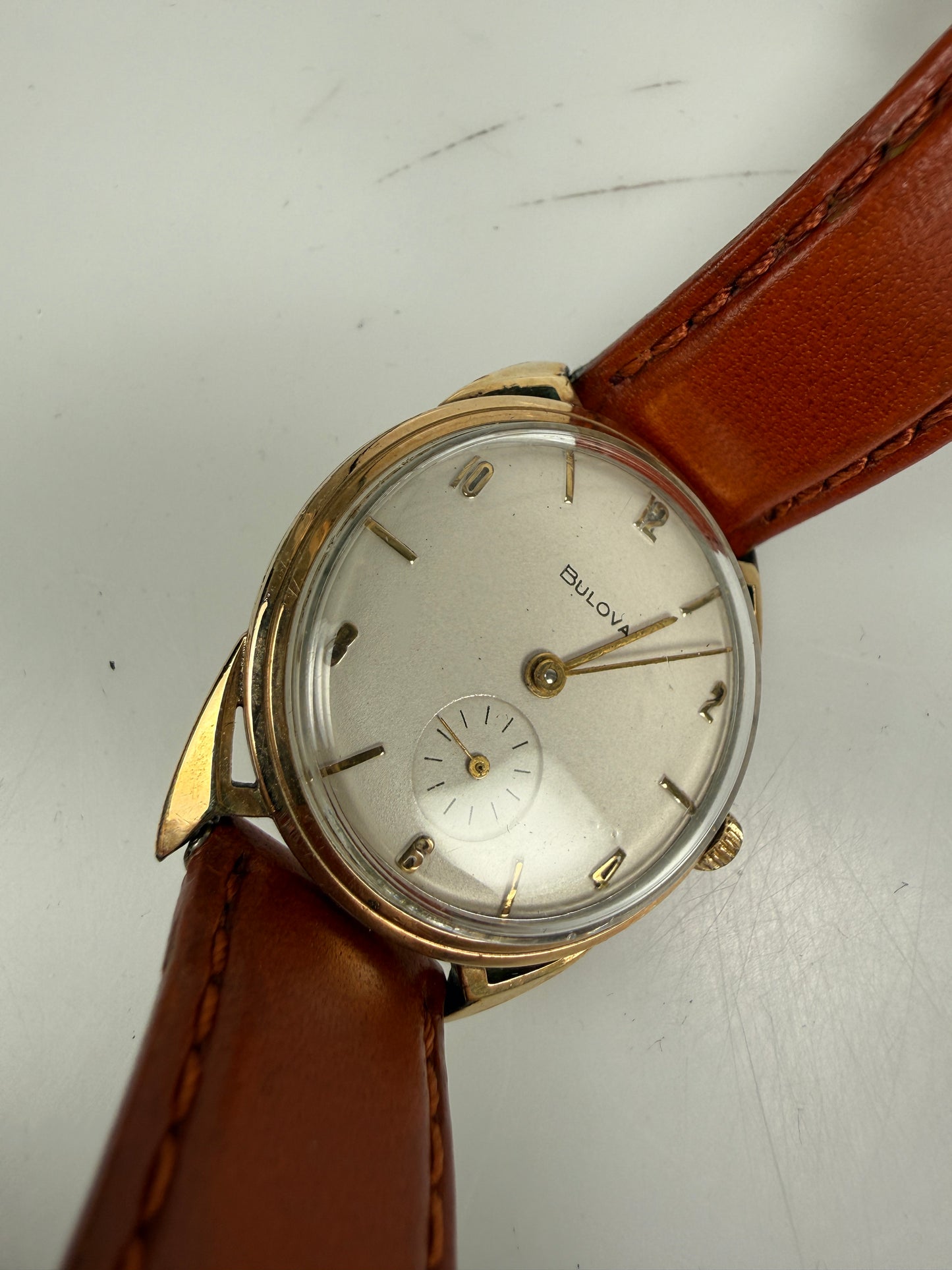 Vintage BULOVA 32mm men's manual wind watch 10K RGP Rolled Gold plate