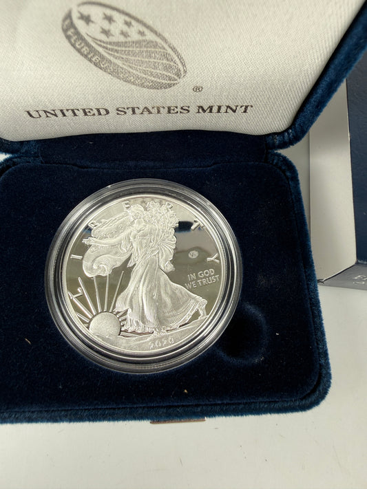 2020 W End of WWII 75th Anniversary Proof American Silver Eagle V75 Privy BoxCoa