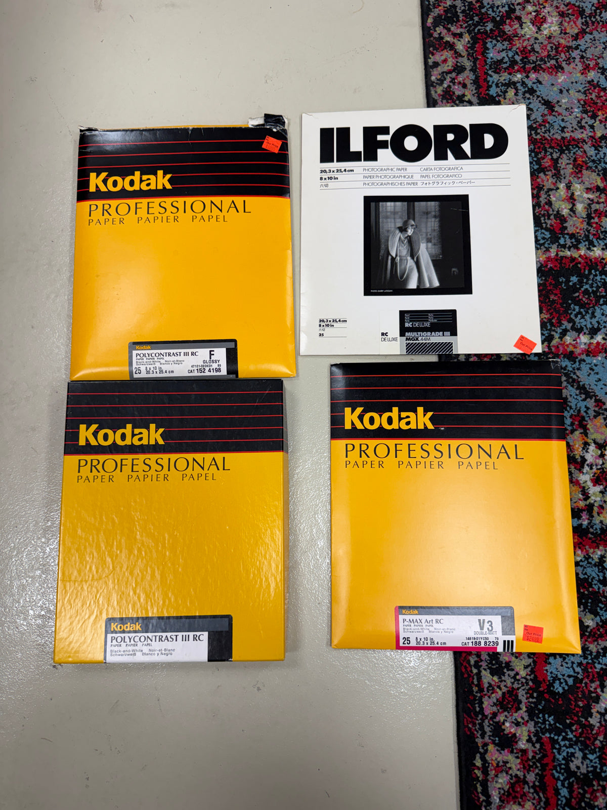 Kodak and ilford RC Photo Paper 8x10 lot Polycontrast, multigrade