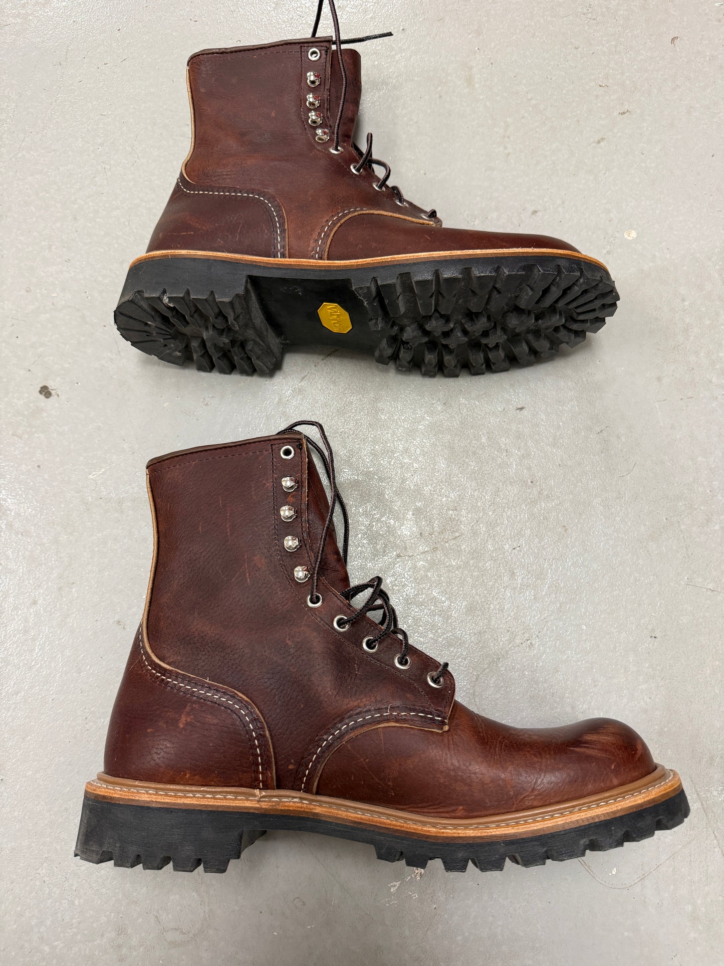 Red Wing Shoes Logger Leather Work Boots Brown Mid-Calf Size 10.5 D Men's