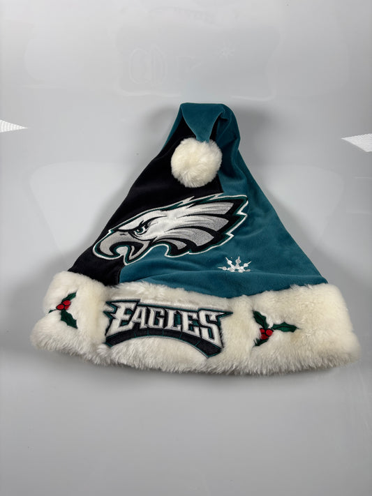 Philadelphia Eagles NFL Plush Green Black Christmas Santa Hat Embroidered Logo