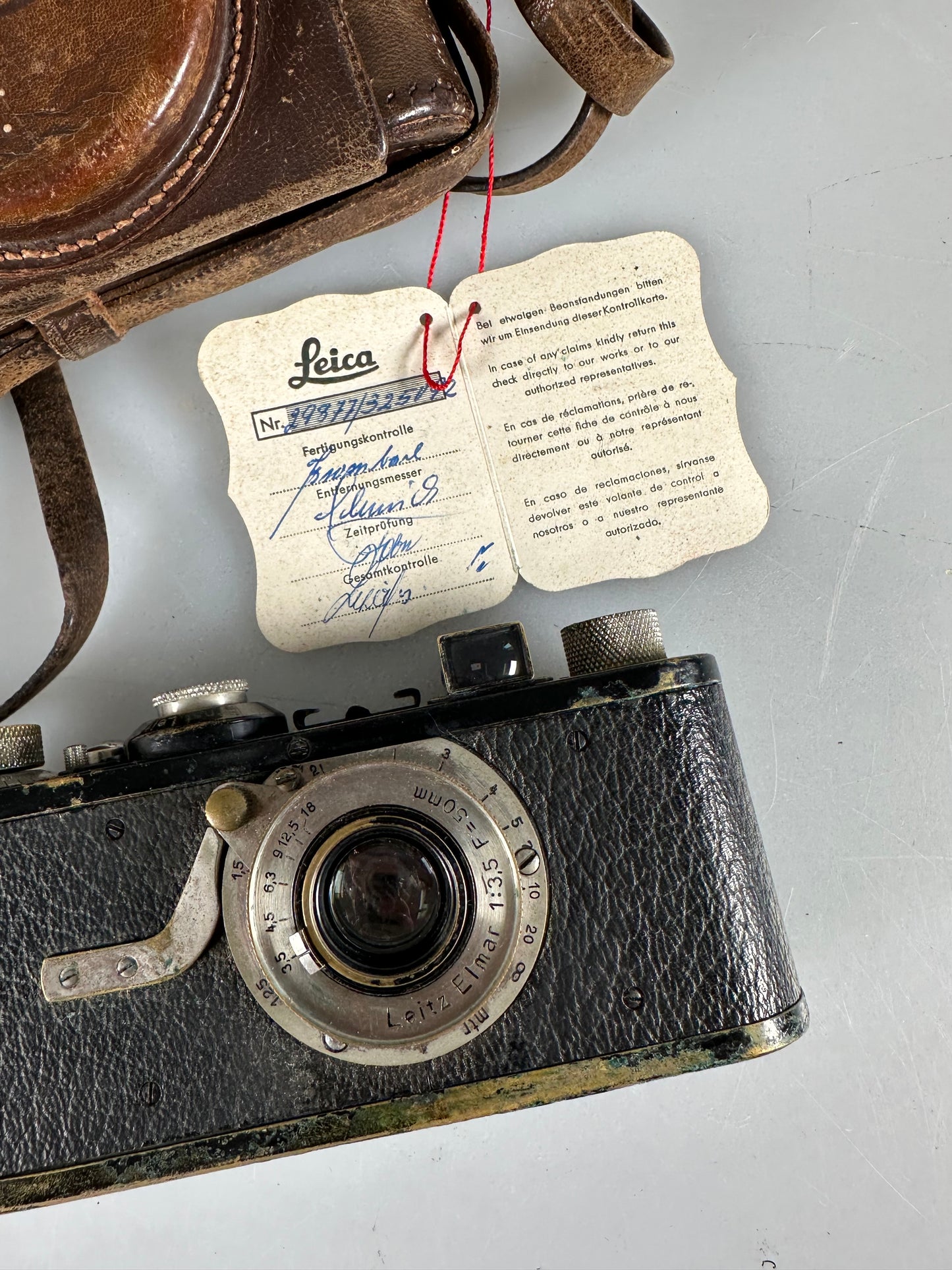 Leica I Model A 4 Digit with Feathered Arrows, mushroom 5cm f3.5 Elmar- 1927