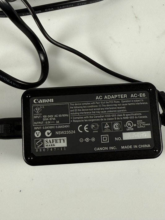Canon DR-E6P DC Coupler with AC-E6 AC Adapter