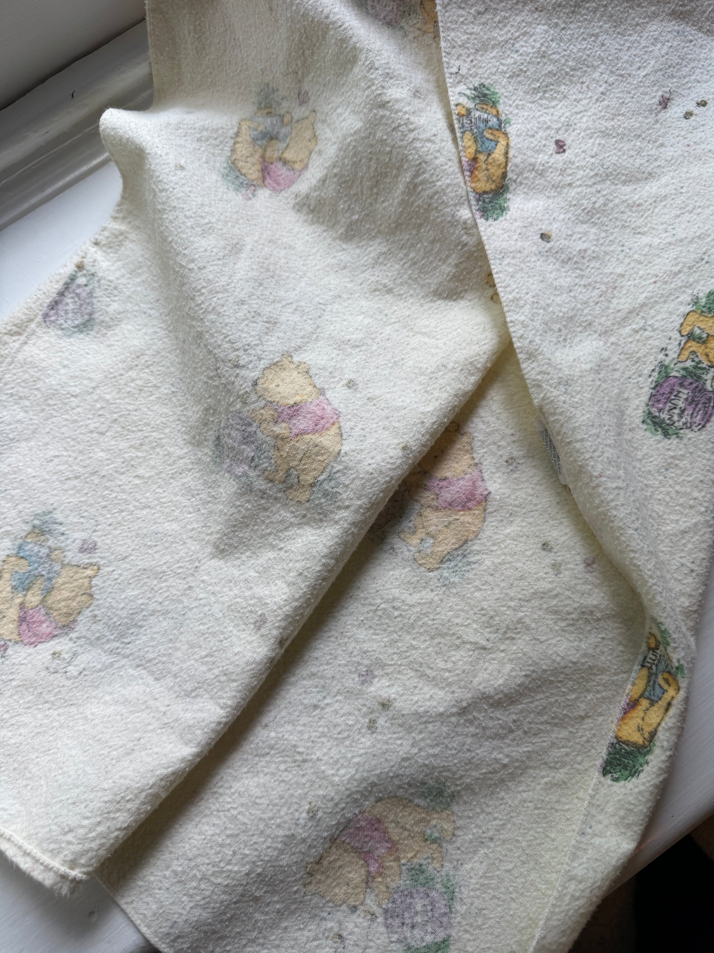VTG Lot 2 Winnie The Pooh Disney Blankets Receiving Bedding Baby Honey Pot Bear