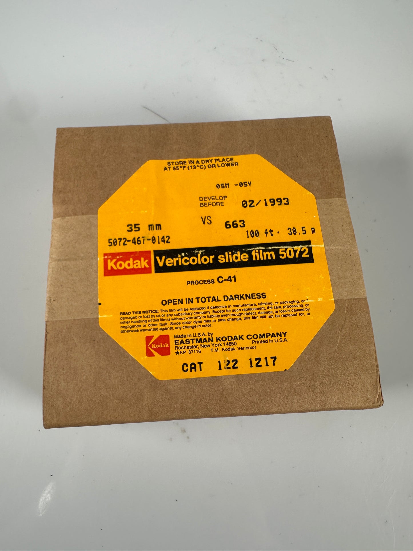Kodak Vericolor 5072 35mm 100 ft C-41 Colored Negative Film
