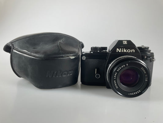 Nikon EM 35mm Film SLR Camera w/ Series E Nikon 50mm f1.8 Prime Lens
