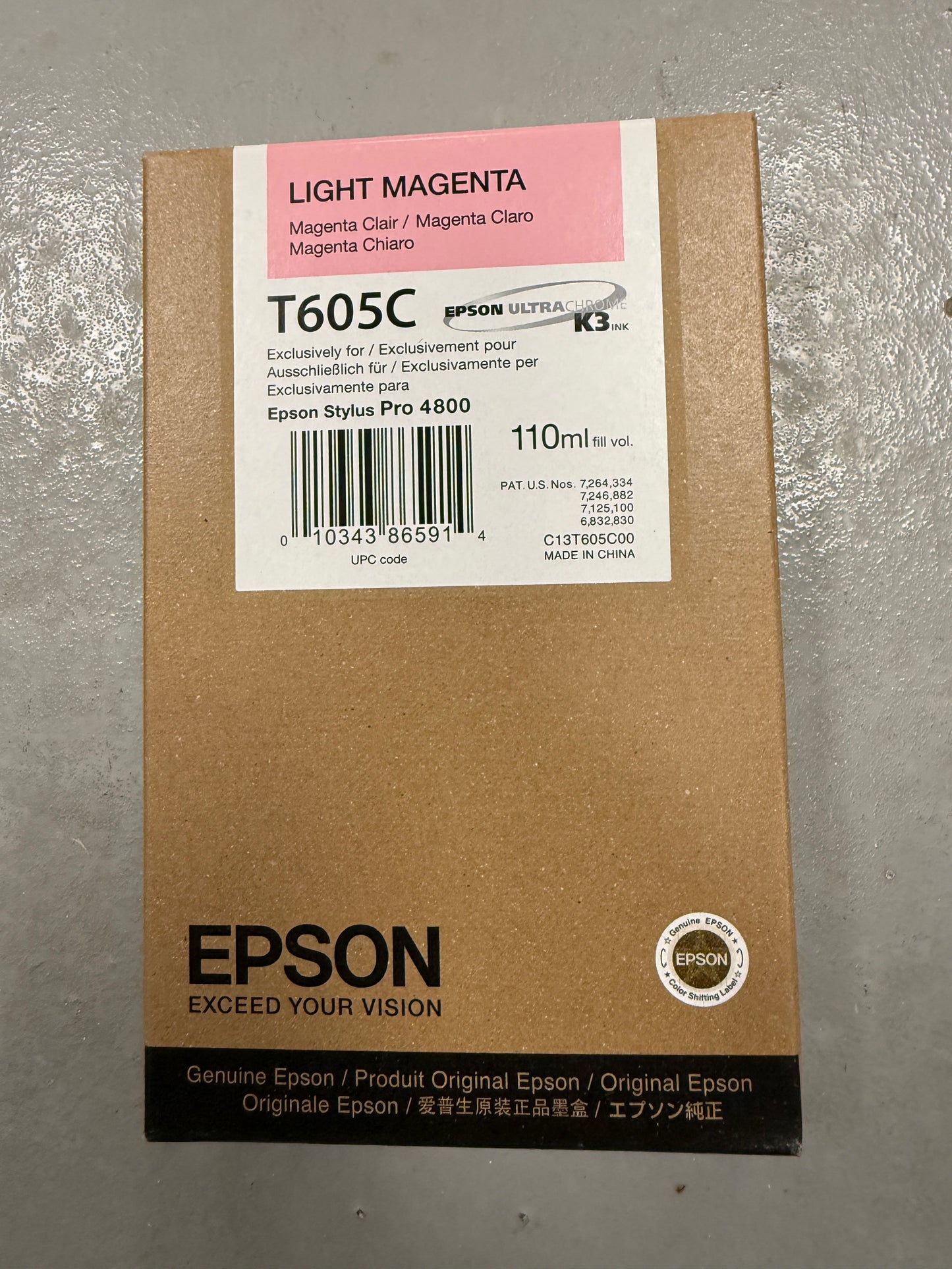 GENUINE EPSON T605C Light Magenta 110 ml K3 INK STYLUS PRO 4800 4880