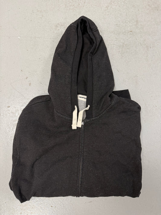 Taylor Stitch Hoodie Mens 42 Large Black Herringbone Knit Full Zip Sweatshirt Cotton