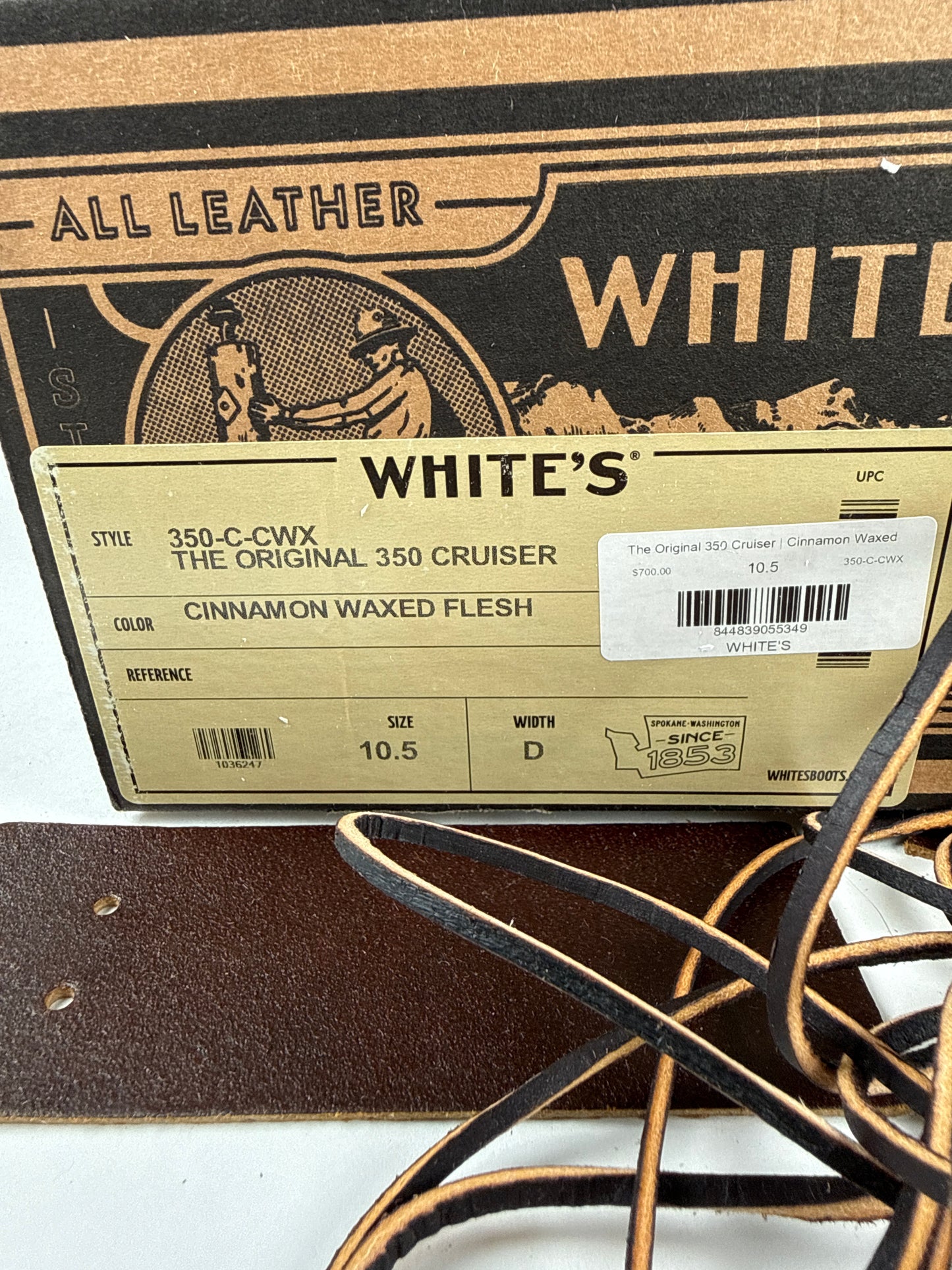White’s Boots + Baker’s 350 C CWX Cruiser Cinnamon Waxed Flesh 10.5 D