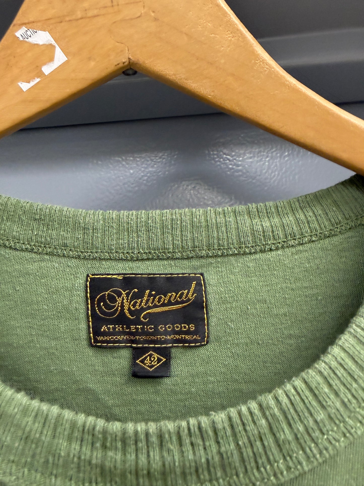 national athletic goods pocket tshirt tee sz 42 green