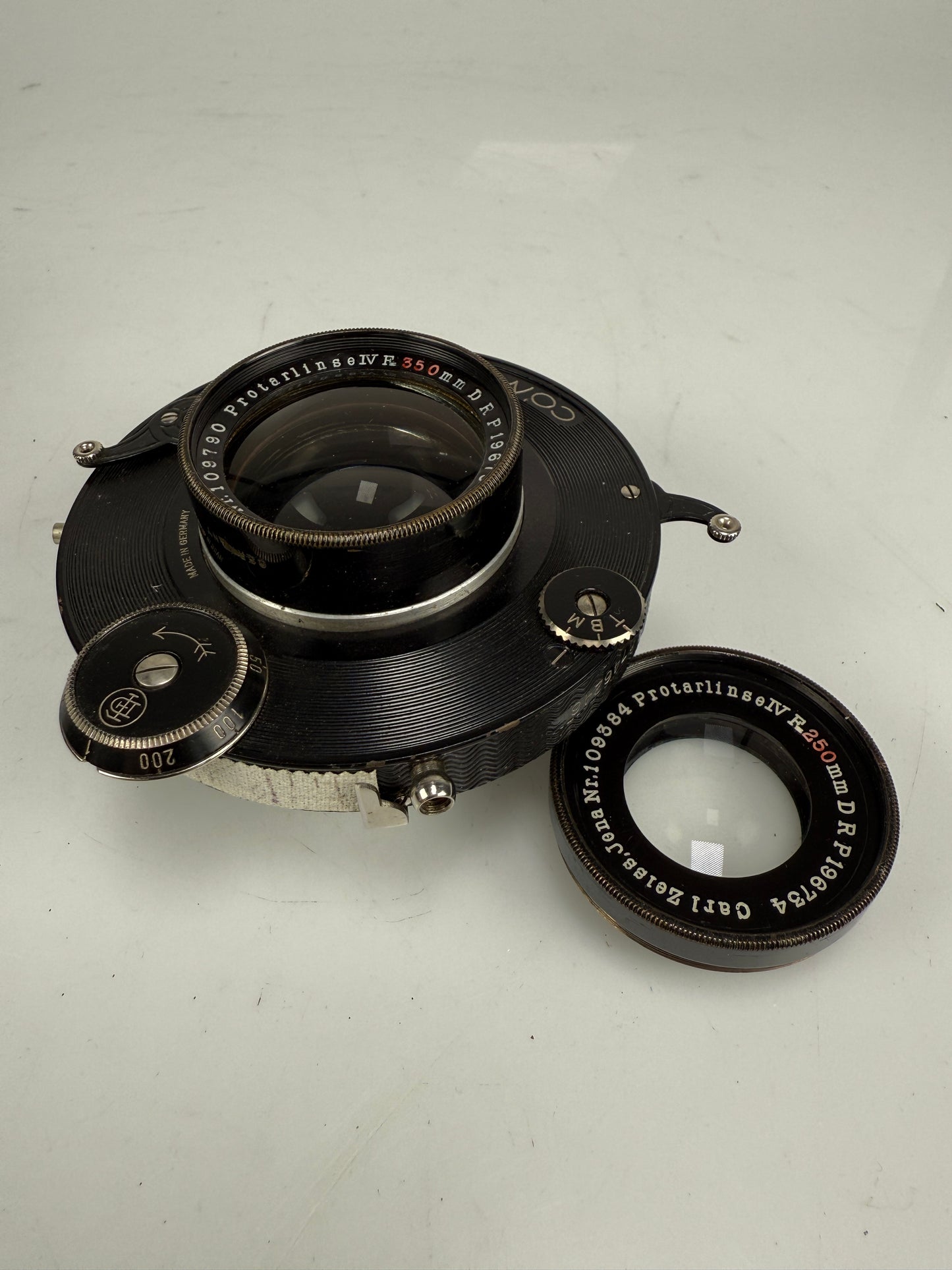 Carl Zeiss Jena Protar 250mm, 300mm, 350mm protarlinse IV in compound shutter