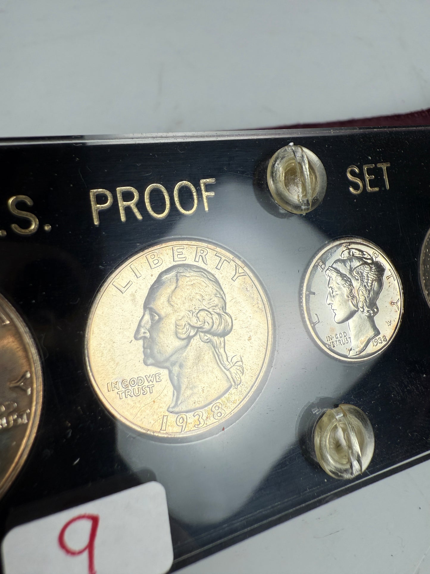 1938 US Mint Silver PROOF Set Gem Coins Black Capital Holder Display Box