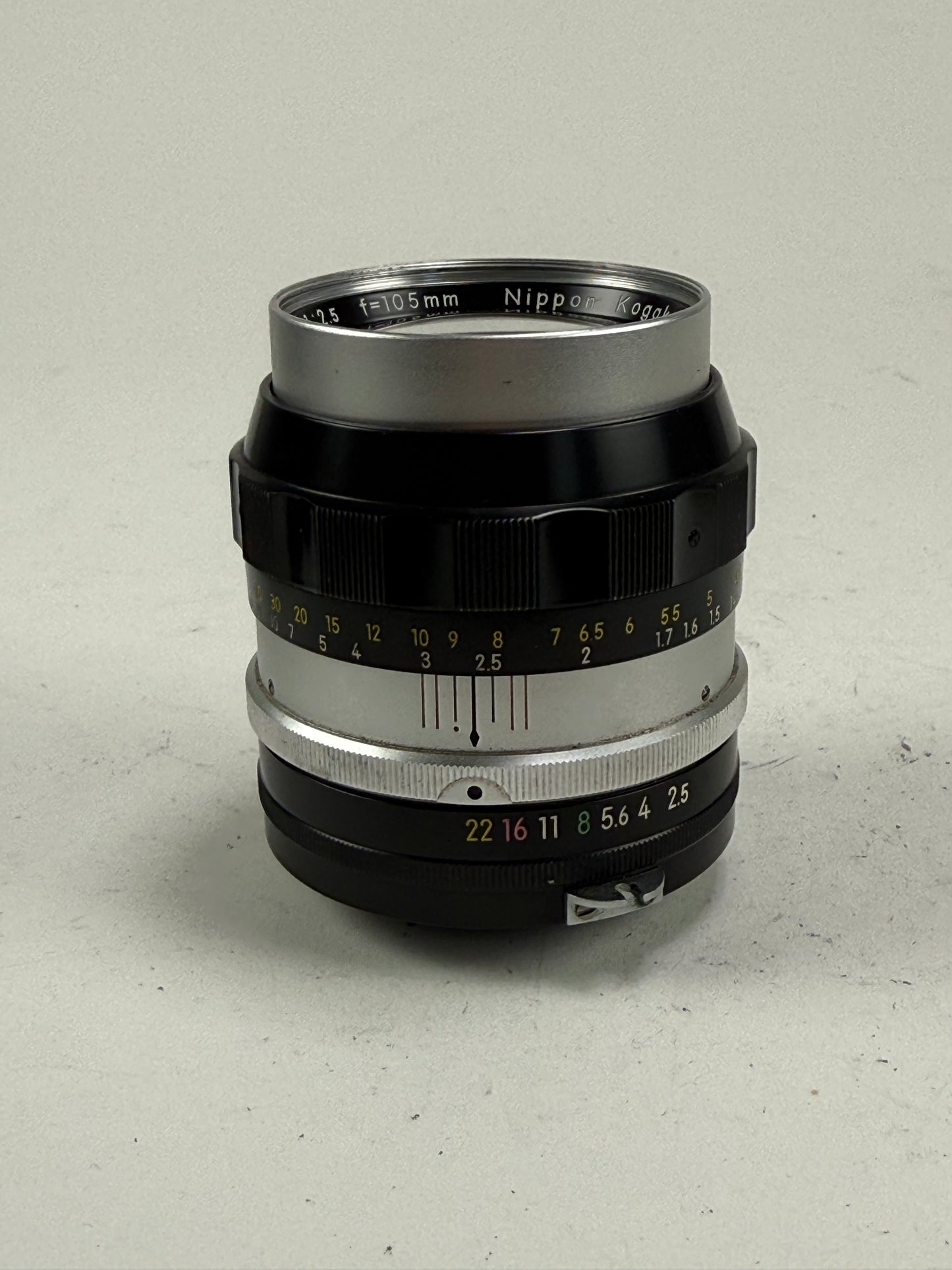 Nikon Nikkor P 105mm f2.5 Non Ai Prime Manual Focus Portrait Lens w/ hood