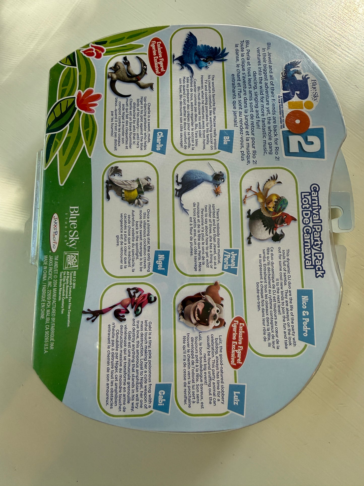 Rio 2 8-Pack 2" Action Figure Doll Bird Blue Macaw Toy NOS 2014 Jakks