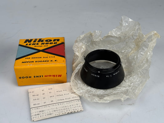 Nikon Nikkor Nippon Kogaku 5cm 50mm f1.4 Rangefinder lens Shade / Hood Pat Pend