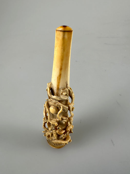 Handmade carved Asian, chinese dragon cigarette and cigar holder