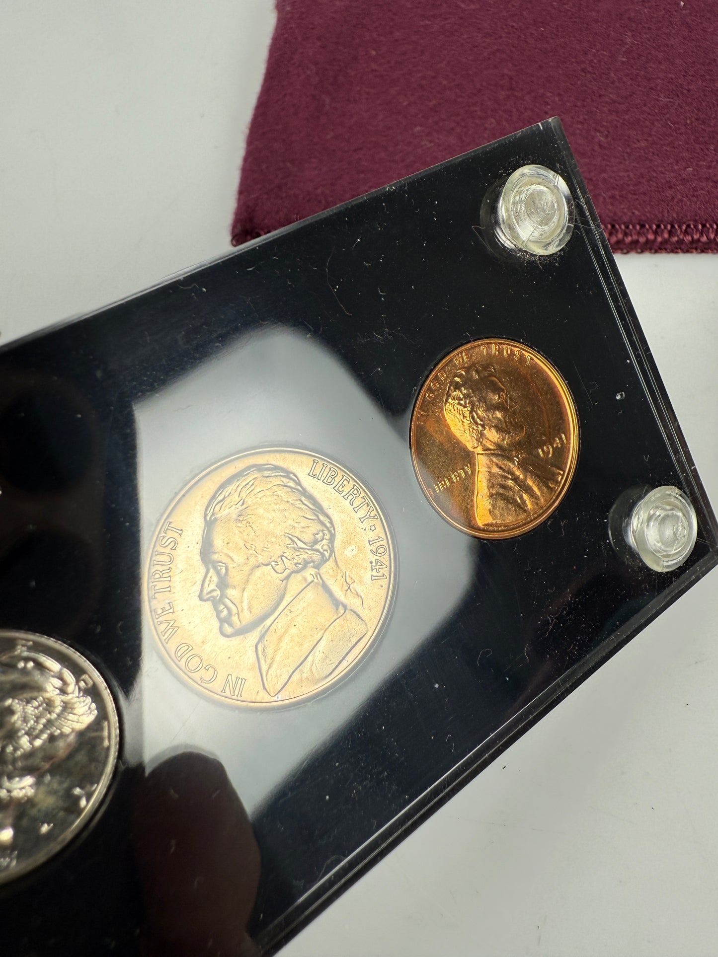 1941 US Mint Silver PROOF Set Gem Coins Black Capital Holder Display Box