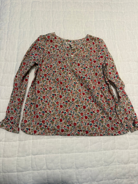 Bonpoint Girls Button Long Sleeve Floral Shirt Cotton Size 8