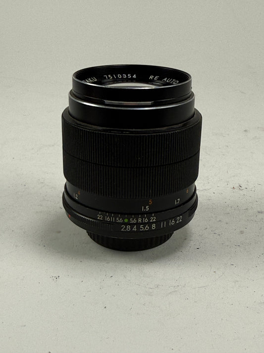 Topcon Topcor RE Auto 10cm 100mm f2.8 Telephoto Lens Black
