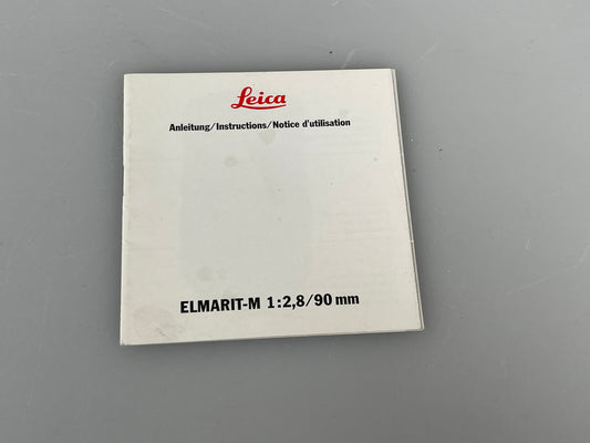 Leica Elmarit-M 90mm f2.8 lens Instruction Manual Booklet